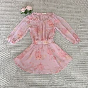 LoveShackFancy Floral Pink Mini Popover Long Sleeve Girls Dress